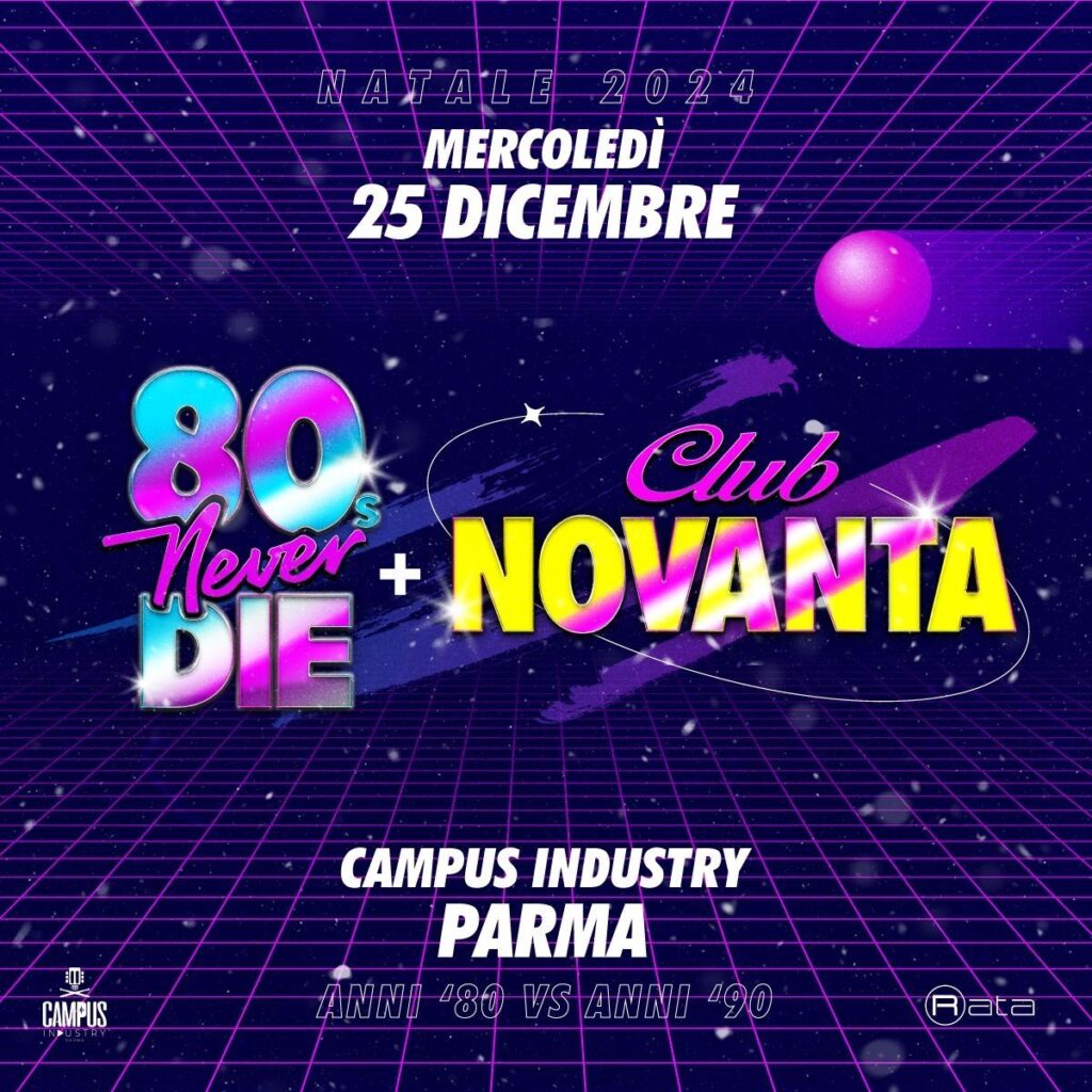 80s never die club novanta Parma Campus industry locandina